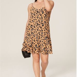 Thakoon Tan Leopard-Print Mini Slip Dress